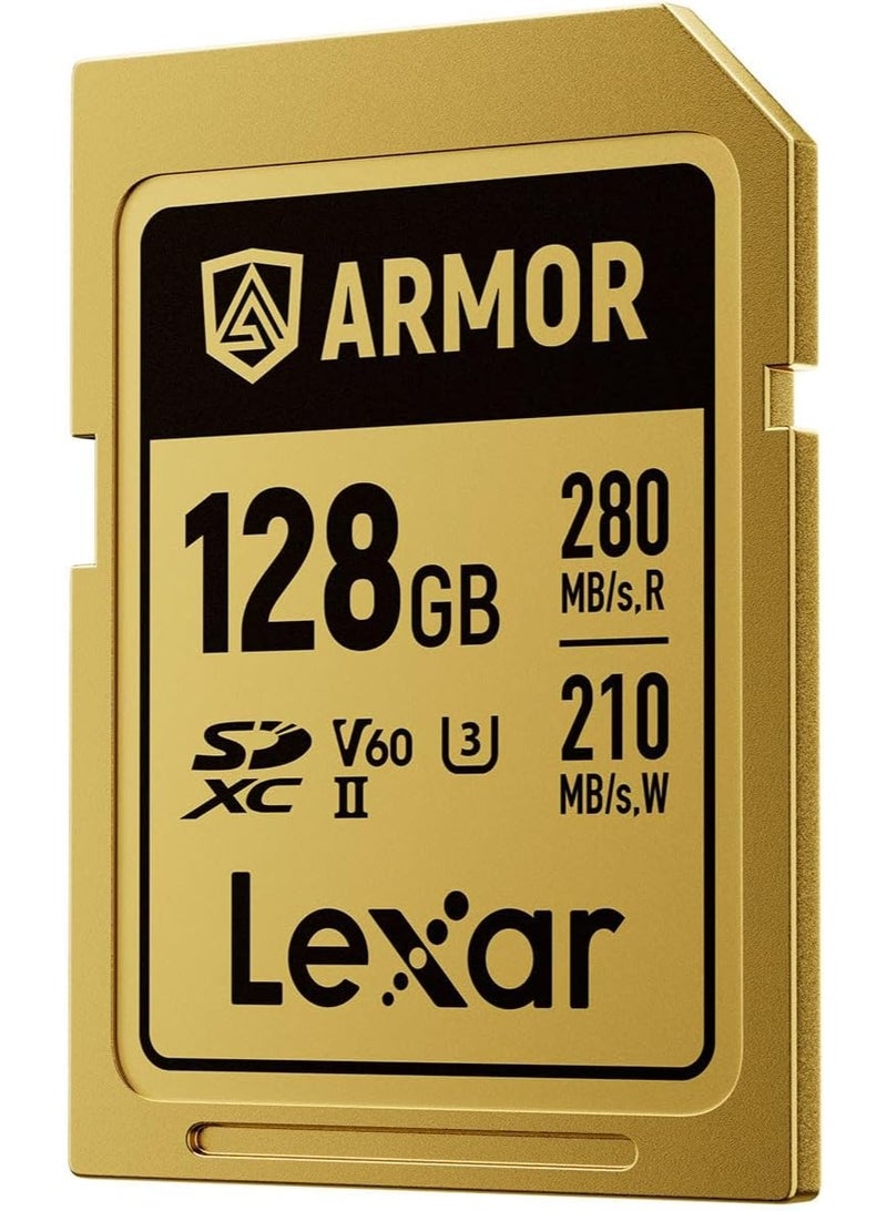 Lexar Armor Gold 128GB SDXC UHS-II Memory Card – Up To 280MB/s Read, 210MB/s Write, V60, U3, C10, 6K UHD, IP68 Water & Dust Resistant 128 GB - Image 2