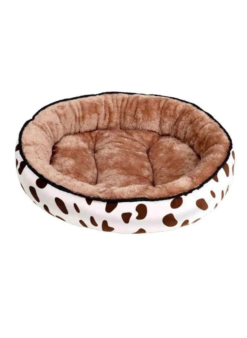 MARGOUN Dog Bed Pet Cat Bed Soft Fluffy Cushion Bed Comfortable and Washable Pet Mattress Brown/White - Image 1