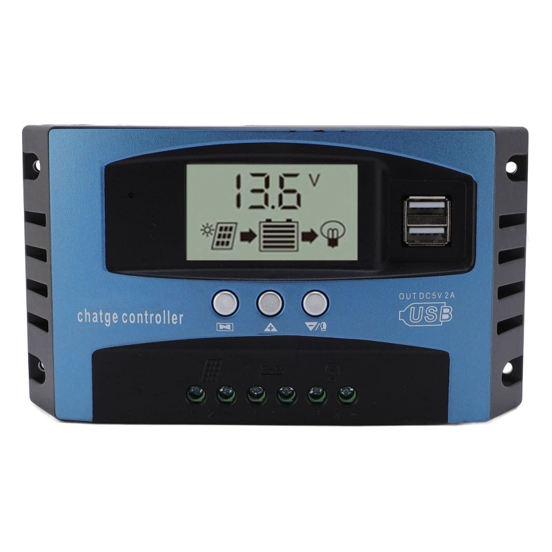 وحدة تحكم لوحة الطاقة الشمسية MPPT 12 فولت 24 فولت مع منفذ USB مزدوج - منظم شحن PWM ثلاثي المراحل قابل للتعديل لأنظمة توليد الطاقة الشمسية - Image 1