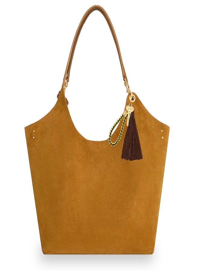 Rebecca Minkoff Key to Success Bag Charm, Purse, Backpack and Handbag Accessory, Leather Tassel and Brass Hardware, Tawny/Black/Yellow - Image 5