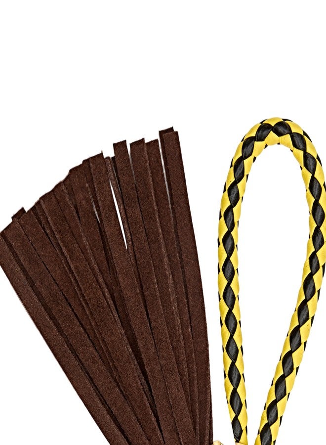 Rebecca Minkoff Key to Success Bag Charm, Purse, Backpack and Handbag Accessory, Leather Tassel and Brass Hardware, Tawny/Black/Yellow - Image 2