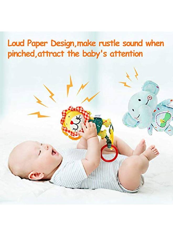 TUMAMA Baby Toys For 0 3 6 9 12 Months Handbells Baby Rattles Soft Plush Early Development Stroller Car Toys For Infant Newborn Birthday Gifts 4 Pack - Image 4