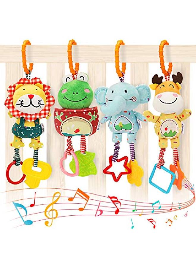 TUMAMA Baby Toys For 0 3 6 9 12 Months Handbells Baby Rattles Soft Plush Early Development Stroller Car Toys For Infant Newborn Birthday Gifts 4 Pack - Image 2