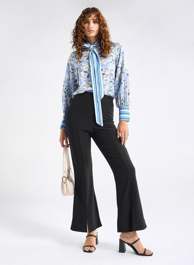 Splash FAV All-Over Floral Print Top with Mandarin Collar and Long Sleeves - Image 2