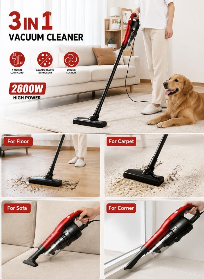 sokany 3 in 1 Vacuum Cleaner,4m Corded Upright Vacuum Cleaner,Ideal for Home, Car, Hard Floor, Carpet, Pet Hair,SK-13034 - Image 2