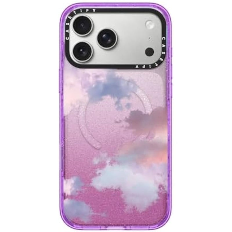 Casetify Impact iPhone 17 Pro Max Case 【Slim/Compatible with Magsafe / 8.2 ft. 4X Military Grade Drop Protection】 - Clouds - Glitter Purple - Image 1