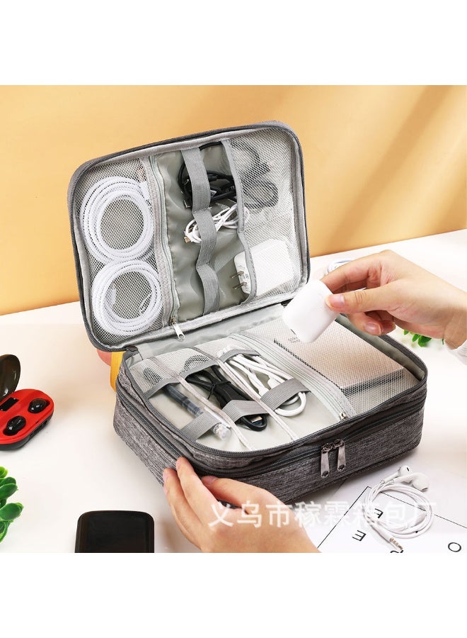 Dual/Single Layer Data Cable Storage Bag | Layered Electronic & Digital Organizer Carrying Case, Portable Travel Essential - Image 1