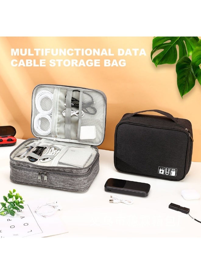 Dual/Single Layer Data Cable Storage Bag | Layered Electronic & Digital Organizer Carrying Case, Portable Travel Essential - Image 2
