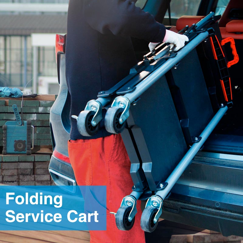 CRAFTZONE Folding Service Cart,Rolling Utility Cart,330 LBS Collapsible Service Cart,3 Shelf Heavy Duty Foldable Tool Cart - Image 3