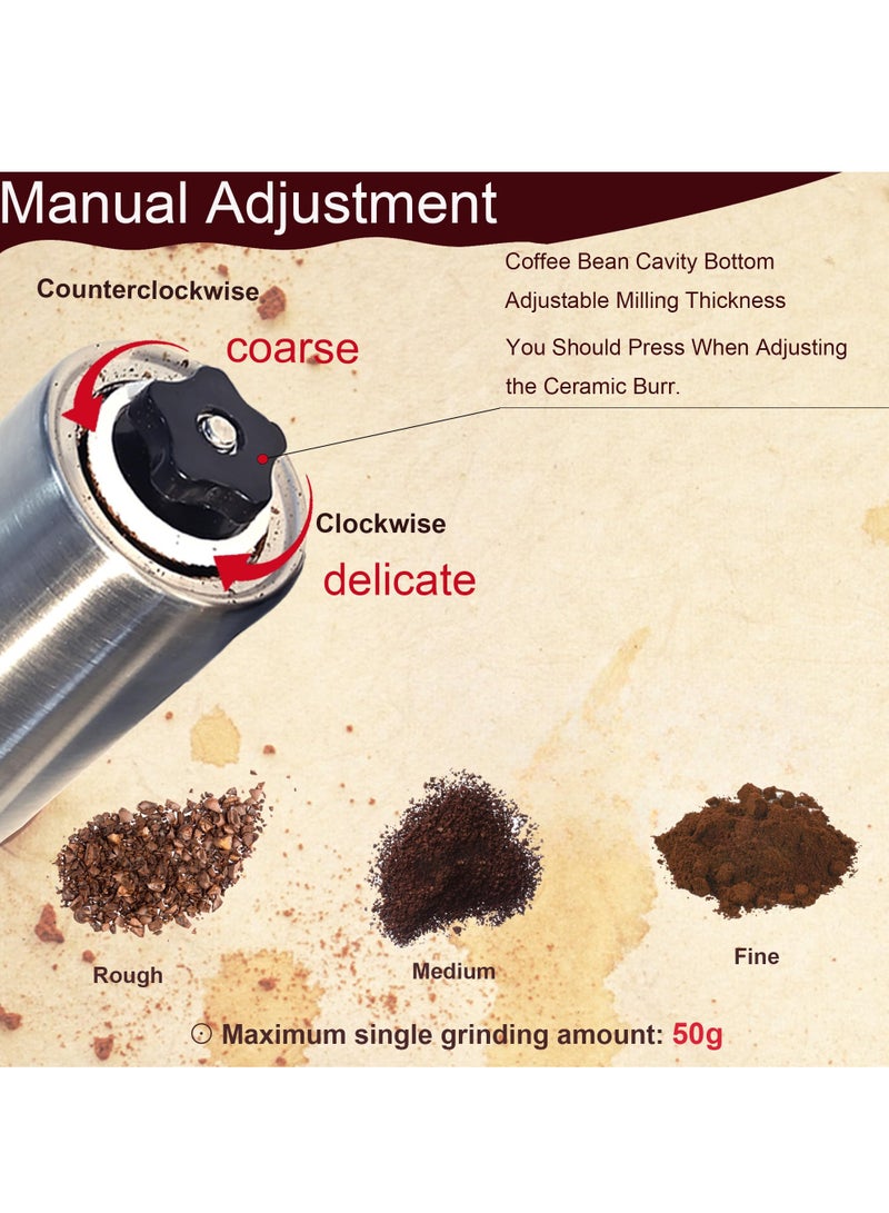Manual Coffee Grinder - Portable Hand Coffee Grinder for Espresso & French Press, Adjustable Ceramic Burr Coffee Grinder for Travel, Home, and Camping, Perfect for Beginners and Coffee Enthusiasts  - Image 3