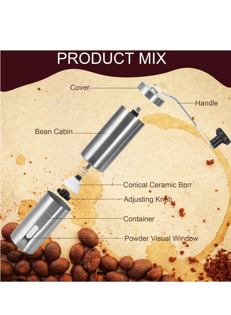 Manual Coffee Grinder - Portable Hand Coffee Grinder for Espresso & French Press, Adjustable Ceramic Burr Coffee Grinder for Travel, Home, and Camping, Perfect for Beginners and Coffee Enthusiasts  - Image 4