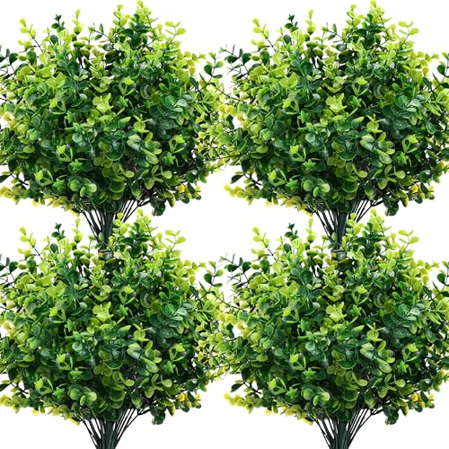 CEWOR Artificial Boxwood Stems 24 Pack Artificial Plants for Outdoor UV Resistant Faux Plants Fake Eucalyptus Shrubs for Room Decor Indoor Outdoor - Image 1