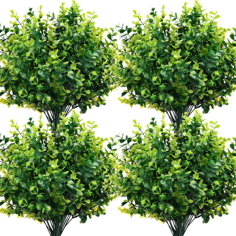 CEWOR Artificial Boxwood Stems 24 Pack Artificial Plants for Outdoor UV Resistant Faux Plants Fake Eucalyptus Shrubs for Room Decor Indoor Outdoor - Image 2
