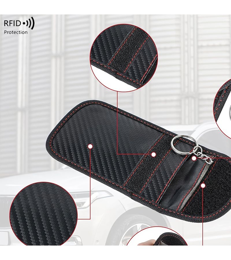 Blue RFID Blocking Key Holder For Vehicle Keychain Accessories Shield Bag - Image 5