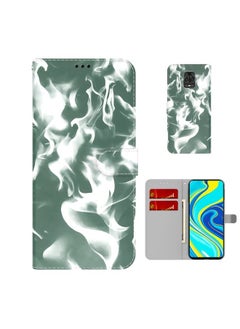 HuHa Case Cover For Xiaomi Redmi Note 9 Pro/Note 9S/Note 9 Pro Max Cloud Fog Pattern Horizontal Flip Leather Case with Holder & Card Slot & Wallet Dark Green 