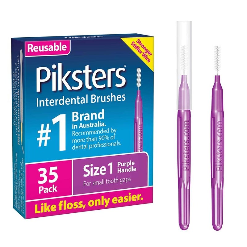 Piksters Piksters Interdental Brushes 35 pk Size 1 Interdental Tooth Brush for Tight Gaps Gum Soft Bristles for Plaque Removal Safe for Braces