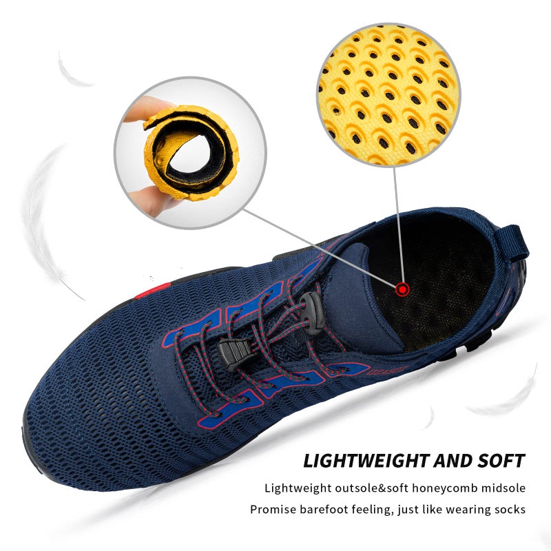 SOBASO Hiking Water Shoes for Women Men Quick Dry Aqua for River Diving Surf Fishing Dark Blue Red - Image 3