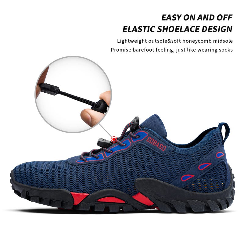 SOBASO Hiking Water Shoes for Women Men Quick Dry Aqua for River Diving Surf Fishing Dark Blue Red - Image 4