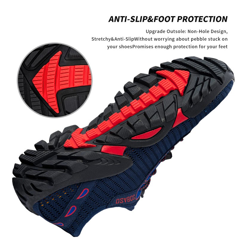 SOBASO Hiking Water Shoes for Women Men Quick Dry Aqua for River Diving Surf Fishing Dark Blue Red - Image 5