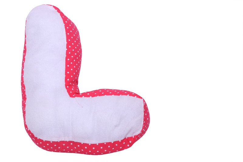 creative textiles Alphabet Shape Decorative Alphabet Cotton Cushion, Red & White Soft Pillow Alphabet Shape (L) - Image 3