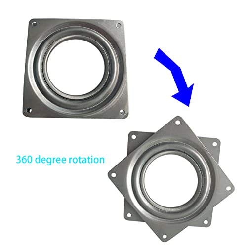 ZTEOFO 2 Pcs 4 Inch Susan Turntable Bearings Susan Turntable Lazy Susan Turntable Square Rotating Bearing Plate Lazy Susan Hardware Swivel Plate, for Swivel Plate,Corner Cabinet,Revolving Shelve in Kitchen - Image 4