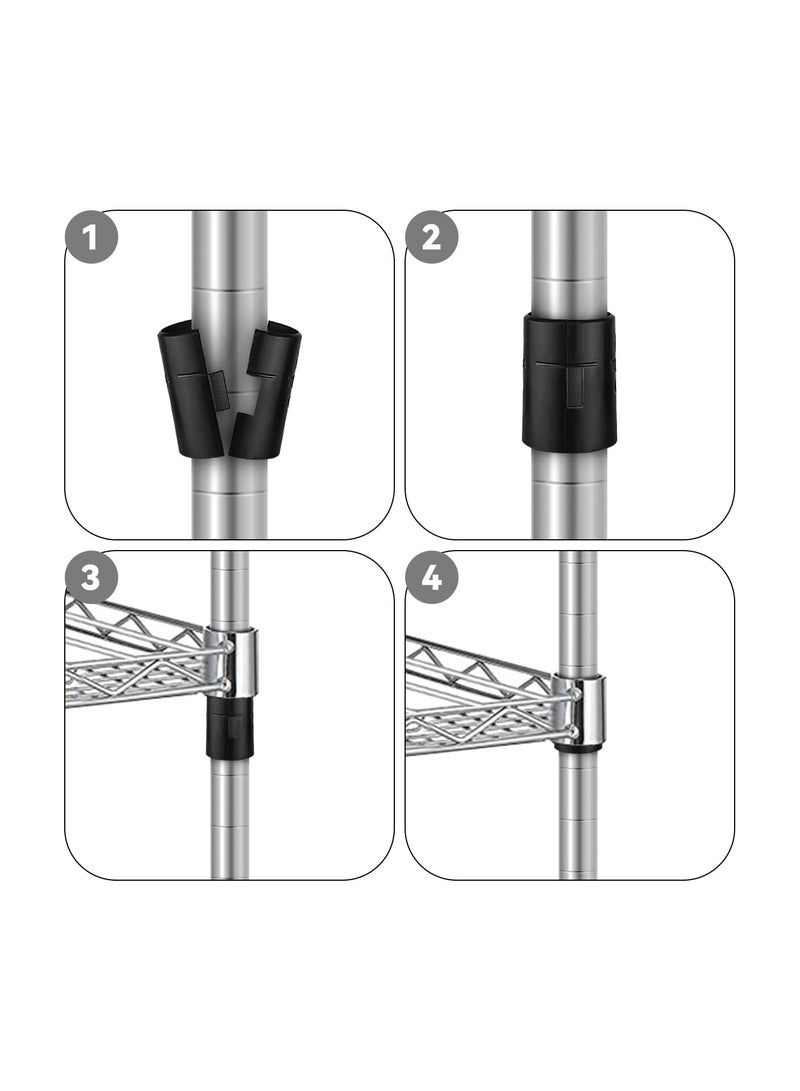 Plastic Wire Shelving Shelf Lock Clips, Black Post Shelving Split Sleeves, for 1 Diameter Shelving Sleeves Replacements, Wire Shelf Storage Rack Adjustable Shelves Replace Clips (20 Pairs) - Image 3