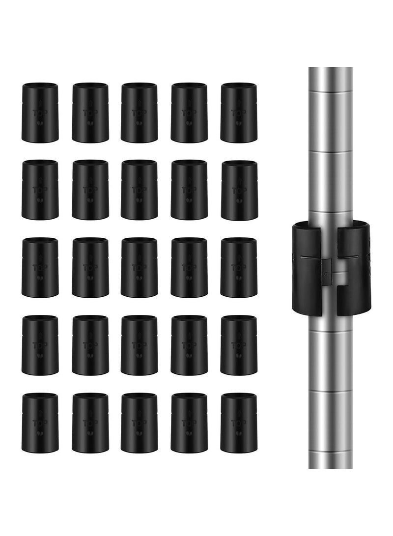 Plastic Wire Shelving Shelf Lock Clips, Black Post Shelving Split Sleeves, for 1 Diameter Shelving Sleeves Replacements, Wire Shelf Storage Rack Adjustable Shelves Replace Clips (20 Pairs) - Image 1