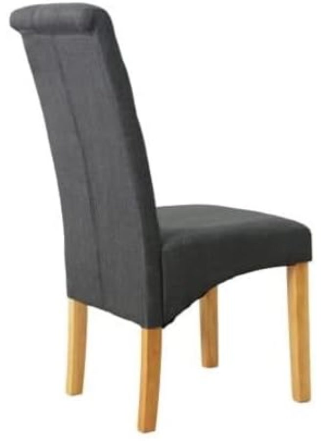 Dark Grey Fabric Tufted Wooden Dining Chair Set of 2 – Upholstered Button-Tufted High Back Chair with Solid Wood Legs – Elegant Seating for Dining Room or Living Space