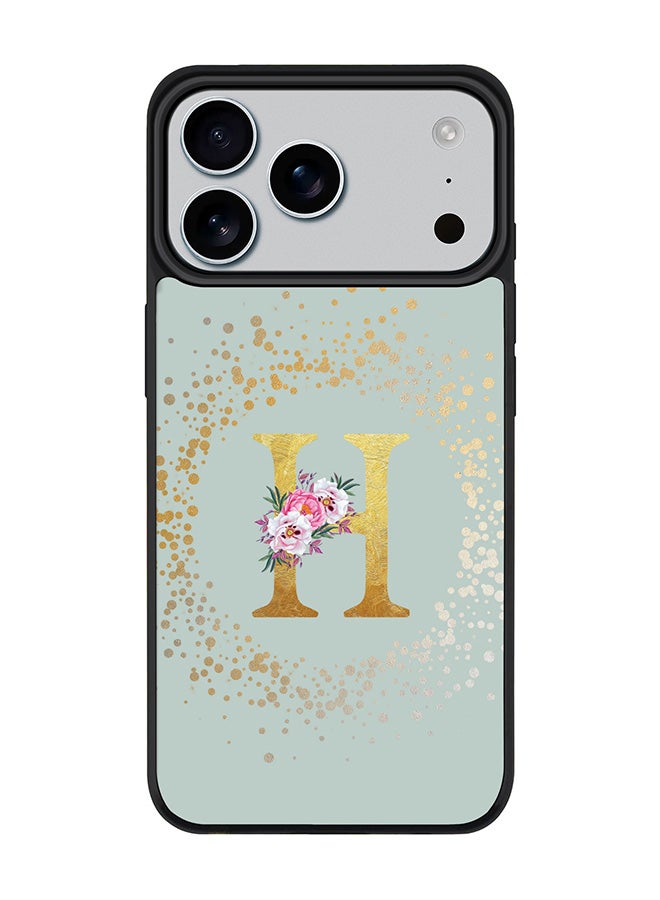 Stylizedd iPhone 17 Pro Max Case, [Compatible with MagSafe] Slim Magnetic cover Phone Case iPhone 17 Pro Max -Custom Monogram Floral - H  (Light Grey ) - Image 1