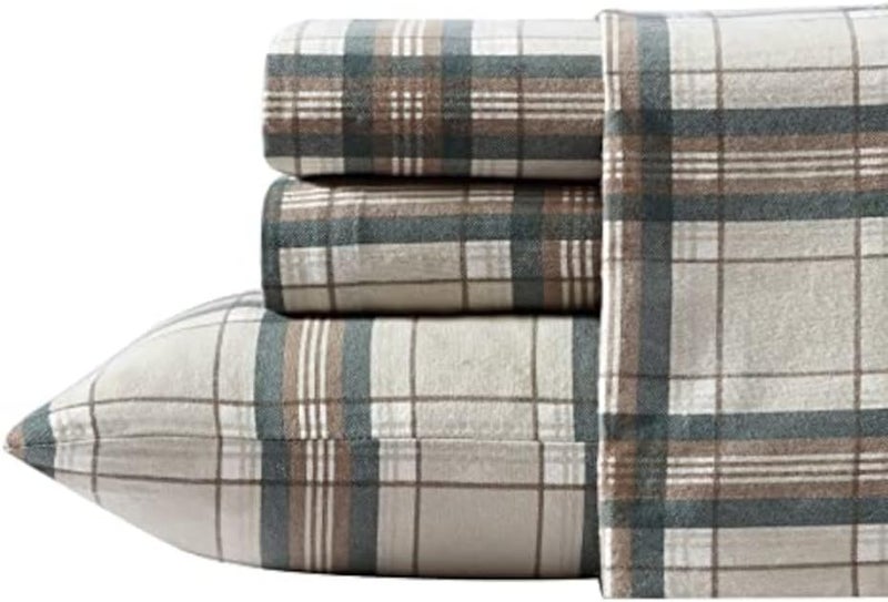 Eddie Bauer - Twin Sheets, Cotton Flannel Bedding Set, Brushed For Extra Softness, Cozy Home Decor (Edgewood Plaid, Twin) - Image 2