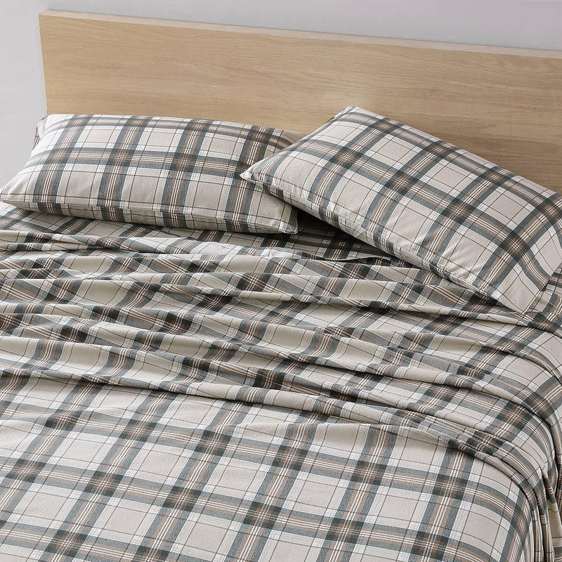Eddie Bauer - Twin Sheets, Cotton Flannel Bedding Set, Brushed For Extra Softness, Cozy Home Decor (Edgewood Plaid, Twin) - Image 3
