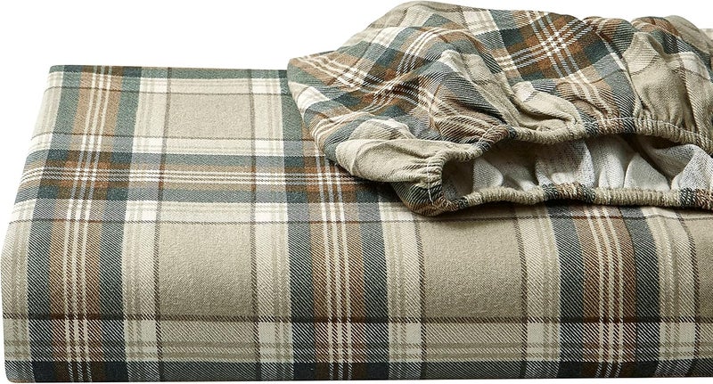 Eddie Bauer - Twin Sheets, Cotton Flannel Bedding Set, Brushed For Extra Softness, Cozy Home Decor (Edgewood Plaid, Twin) - Image 4