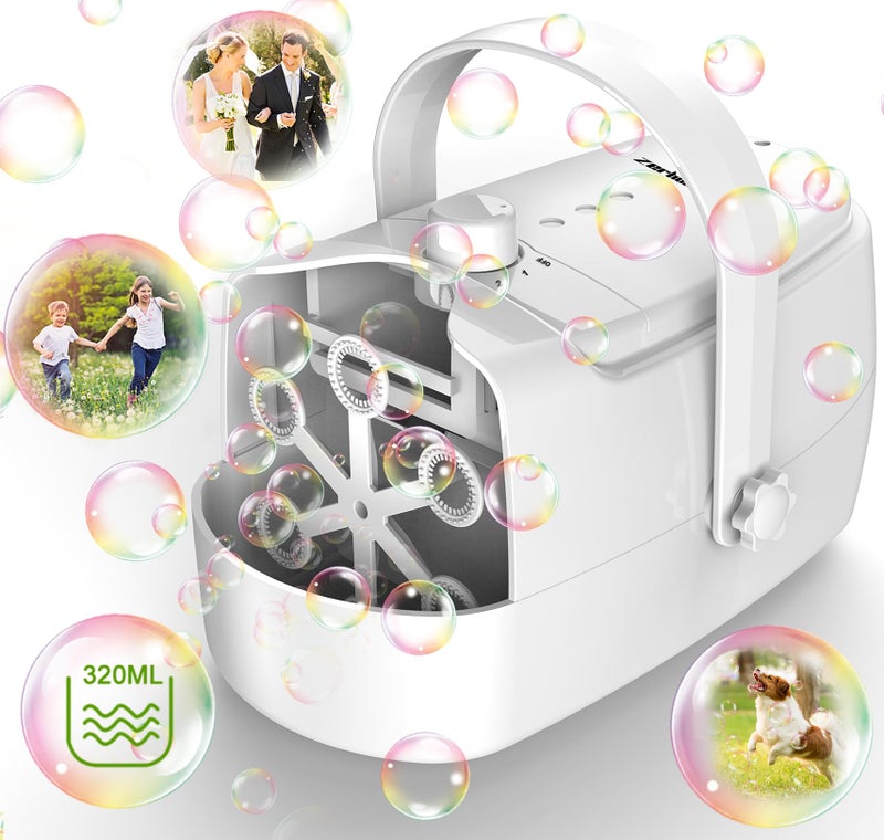 Zerhunt Bubble Machine Durable Automatic Bubble Blower, 18000+ Big Bubbles Per Minute Bubbles for Kids Toddlers Bubble Maker Operated by Plugin or Batteries Bubble Toys for Indoor Outdoor Birthday Party - Image 1