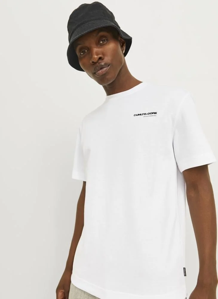 JACK & JONES Text Print Crew Neck Regular Fit T-Shirt