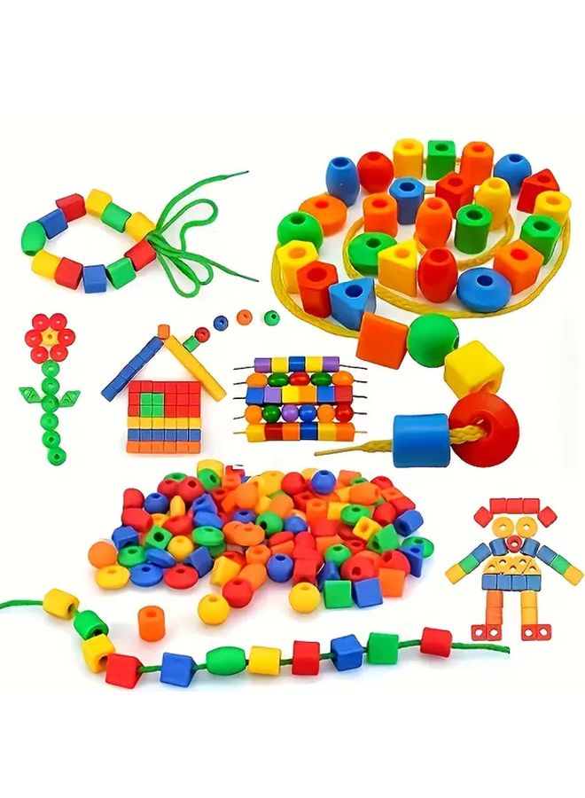 50 خرزة و 4 حبال مجموعة ألعاب تعليمية للأطفال لتطوير المهارات الحركية الدقيقة وتعلم الأشكال والألوان - Image 3