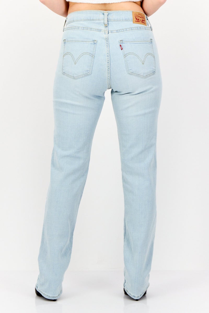 Levi's Women Straight Fit High Waist Rip Stretchable Denim, Blue  - Image 2