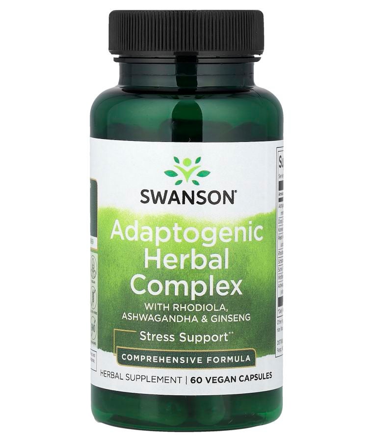 SWANSON Adaptogenic Herbal Complex with Rhodiola Ashwagandha & Ginseng 60 Vegan Capsules