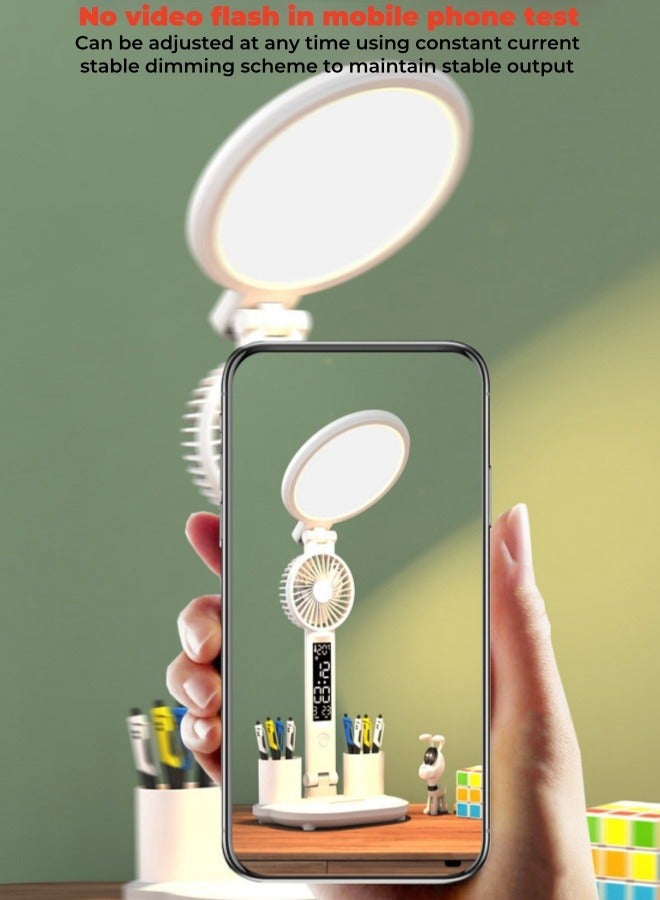 XiuWoo Large Capacity Battery Foldable Eye Protection Desk Lamp Led Smart Desk Lamp Bedroom Charging Reading, Desk, Study, Office Table Lamp with Fan, Pen Holder - Plug-in Model - Image 4