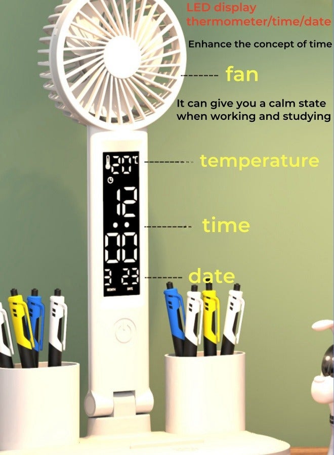 XiuWoo Large Capacity Battery Foldable Eye Protection Desk Lamp Led Smart Desk Lamp Bedroom Charging Reading, Desk, Study, Office Table Lamp with Fan, Pen Holder - Plug-in Model - Image 3