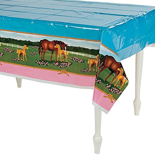 Fun Express Horse Mare and Foal Plastic Table Cover  54 x 108Multicolor