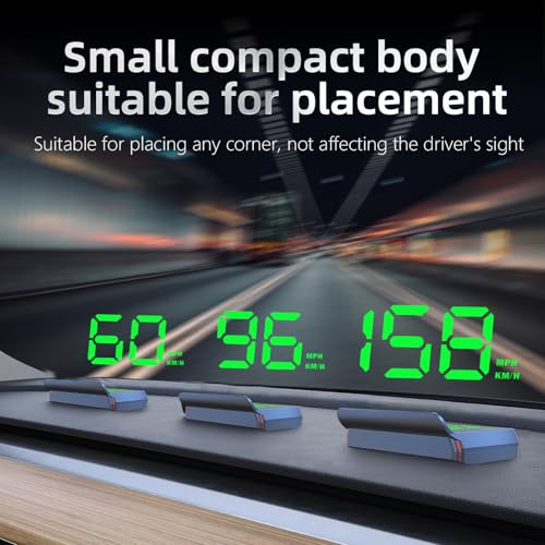Yaouzicn HUD Head up Display for Car - W2 GPS Speedometer with Overspeed Alarm, USB Powered Windshield Projector, Auto Brightness, Universal Fit All Vehicles, Easy Install No OBD (Green) - Image 4