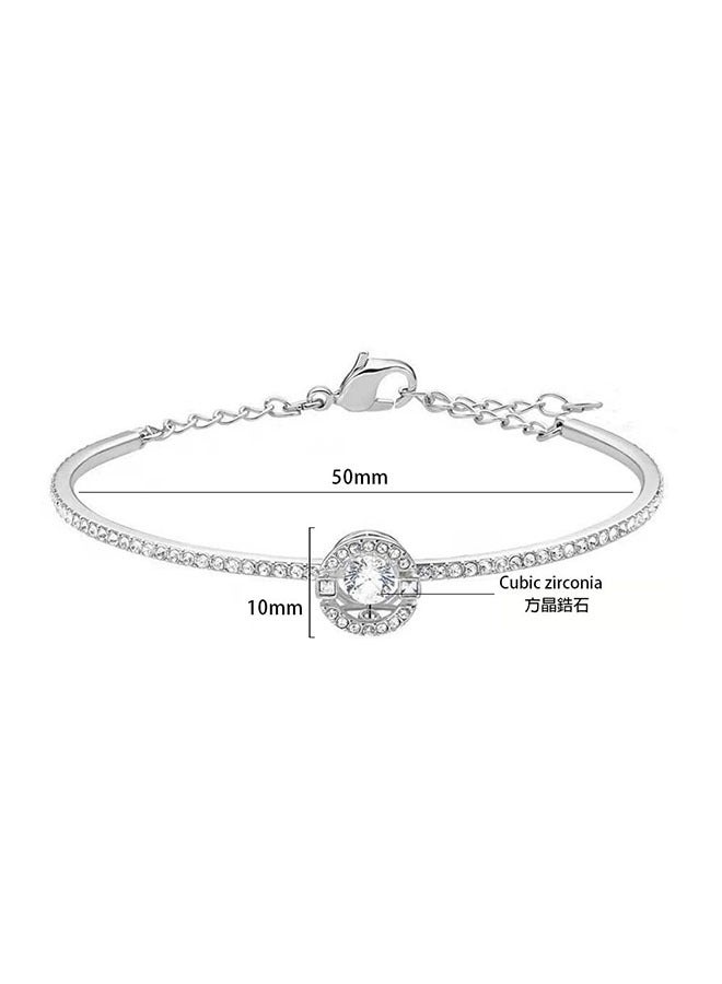 عام سوار مرصع بالزركون، سوار على شكل قلب متلألئ - هذا السوار المطلي بالروديوم، والمرصع بالكريستال الأبيض وأحجار البافيه الكريمة، هدية مجوهرات أنيقة للنساء. - Image 2