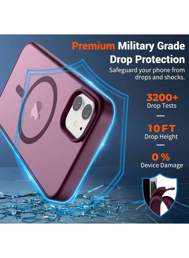 SUPFINE Magnetic for iPhone 11 Phone Case (Compatible with MagSafe)(Military Grade Drop Protection) Translucent Matte Shockproof Phone Case,Wine Red - Image 3