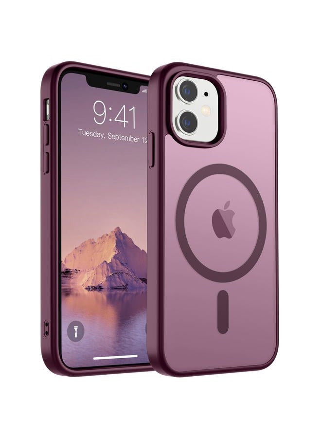 SUPFINE Magnetic for iPhone 11 Phone Case (Compatible with MagSafe)(Military Grade Drop Protection) Translucent Matte Shockproof Phone Case,Wine Red - Image 1