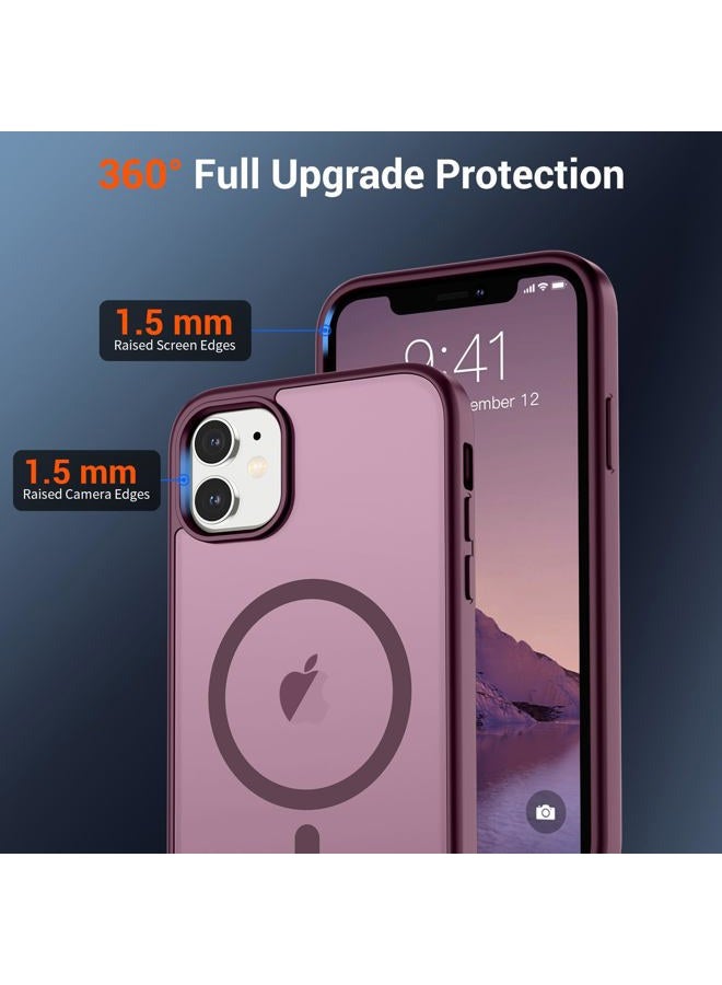 SUPFINE Magnetic for iPhone 11 Phone Case (Compatible with MagSafe)(Military Grade Drop Protection) Translucent Matte Shockproof Phone Case,Wine Red - Image 4