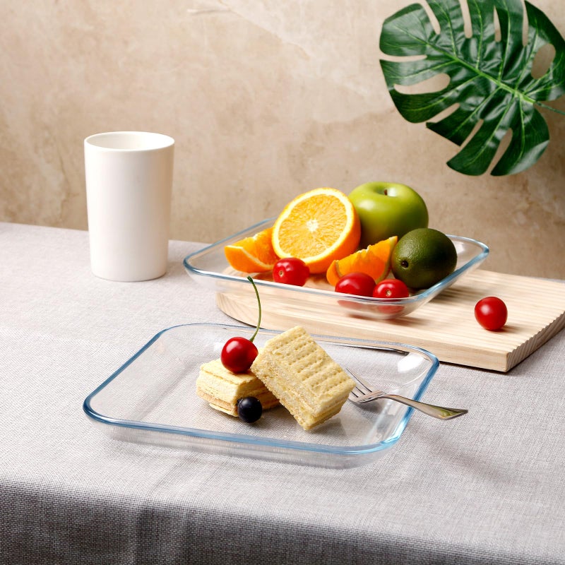 NUTRIUPS نوتريابس 2 عبوة أطباق عشاء زجاجية 9 بوصة مجموعة أطباق سلطة المعكرونة زجاجية للمطبخ أطباق تقديم زجاجية مجموعة أدوات المائدة آمنة في غسالة الصحون والميكروويف - Image 3