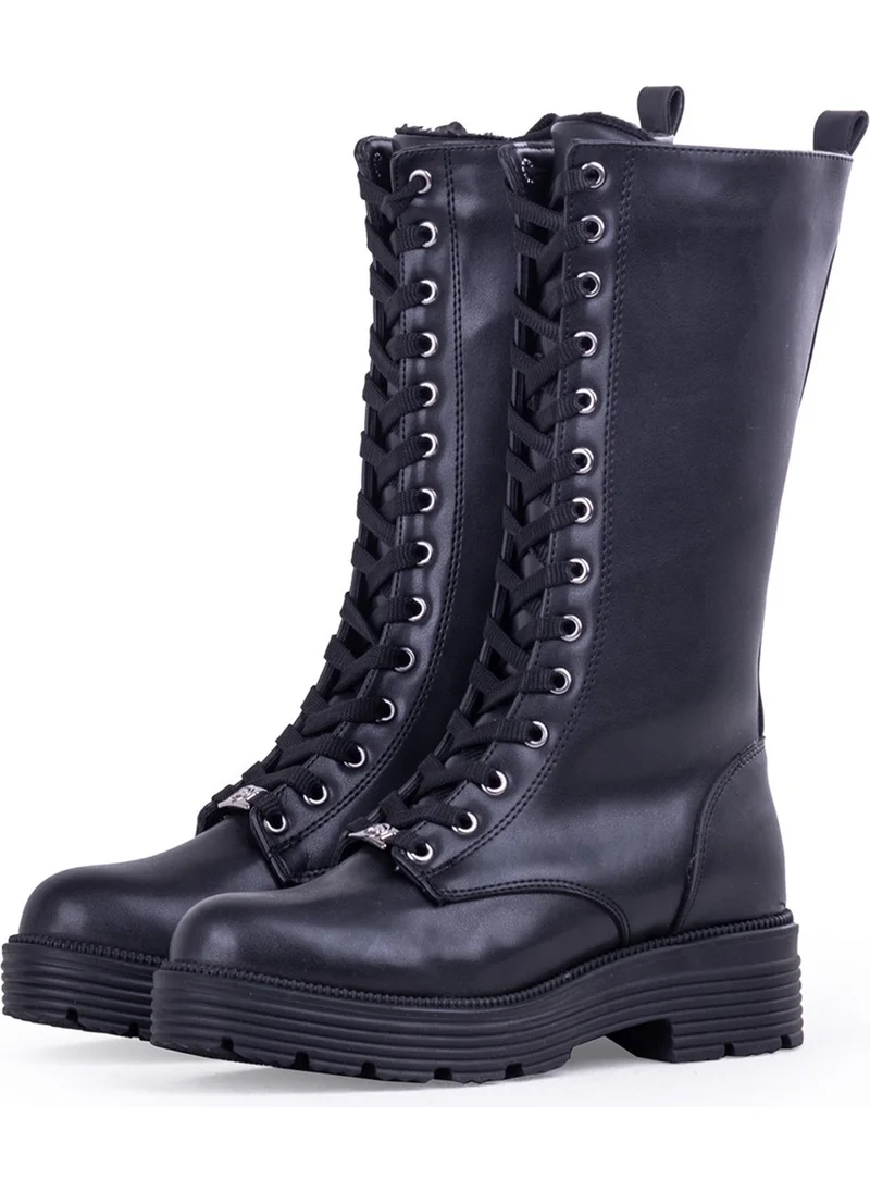 pierre cardin Zippered 4K 52504 Lace-Up Women's Combat Boots