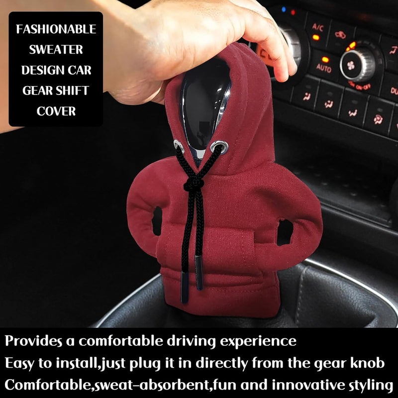 vvag Gear Shift Hoodie, Hoodie Car Gear Shift Cover, Car Shift Knob Hoodie, Automotive Interior Accessories, Universal Fit Knob Cover Gift (Red) - Image 5