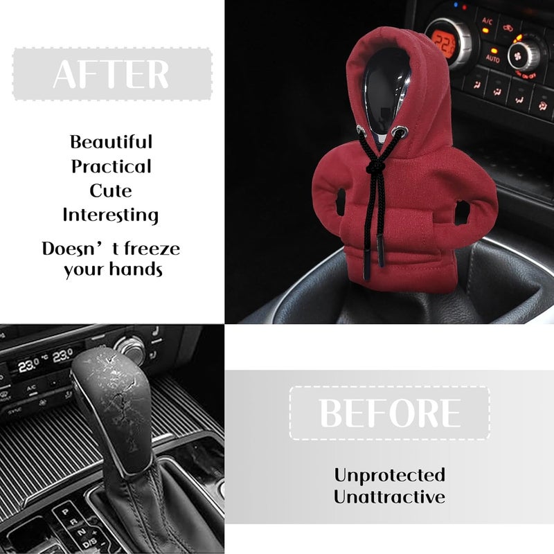 vvag Gear Shift Hoodie, Hoodie Car Gear Shift Cover, Car Shift Knob Hoodie, Automotive Interior Accessories, Universal Fit Knob Cover Gift (Red) - Image 3