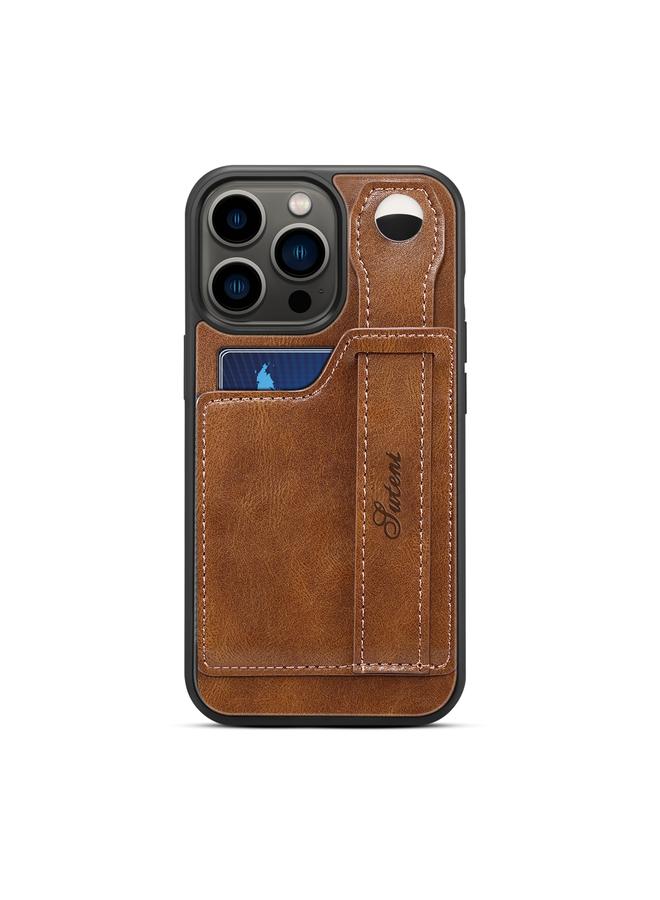 Suteni Case For iPhone 15 Pro SUTENI H12 Wrist Strap Leather Back Phone Case with Card Slot - Image 2
